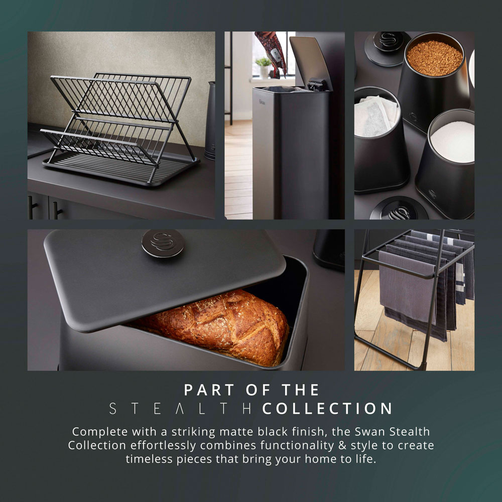 Swan Stealth 2-Tier Black 15 Plate Collapsible Dish Rack Image 8