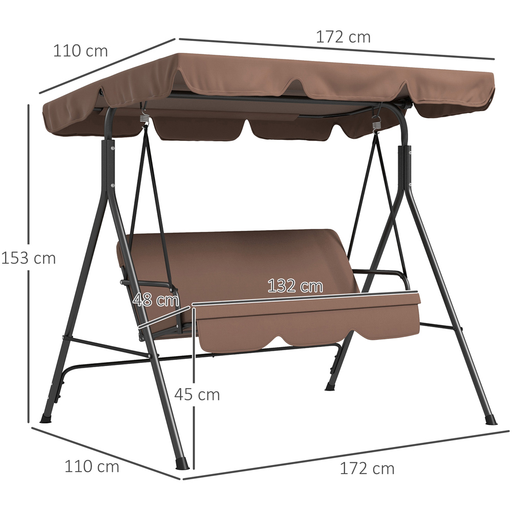 Outsunny 3 Seater Brown Swing Chair with Canopy Image 8