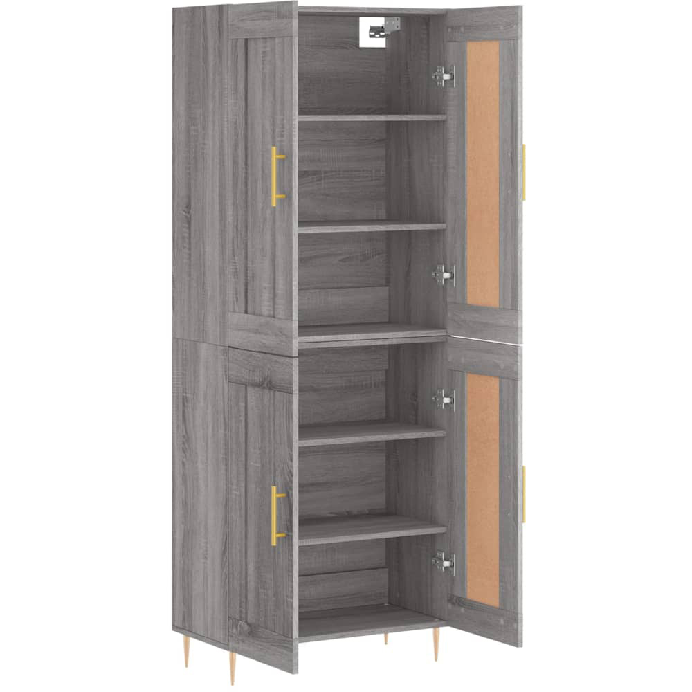 vidaXL 2 Door 3 Drawer Grey Highboard Image 2