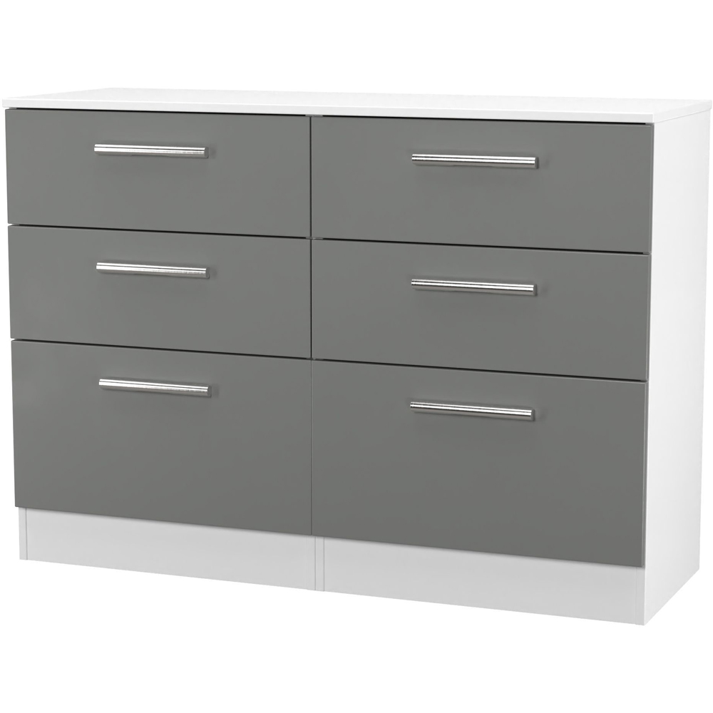 Crowndale Contrast 6 Drawer Dusk Grey and White Wide Chest of Drawers Ready Assembled Image 4
