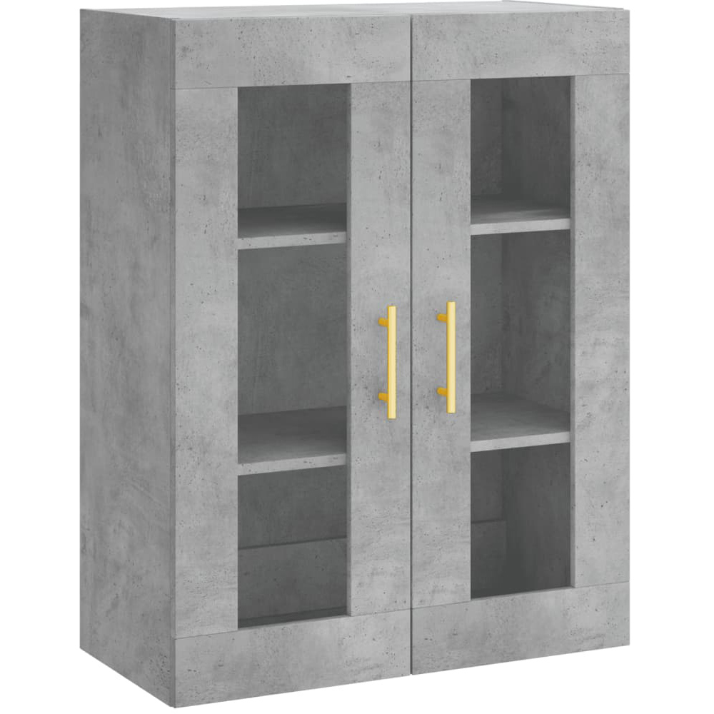 vidaXL 2 Glass Door 3 Drawer Concrete Grey Highboard with Gold Handle Image 5