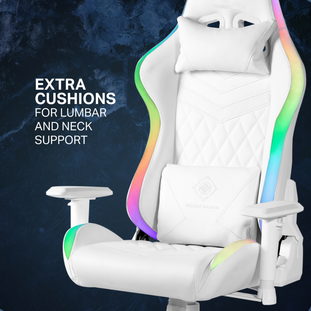 Deltaco White Leather RGB LED Gaming Chair Image 6