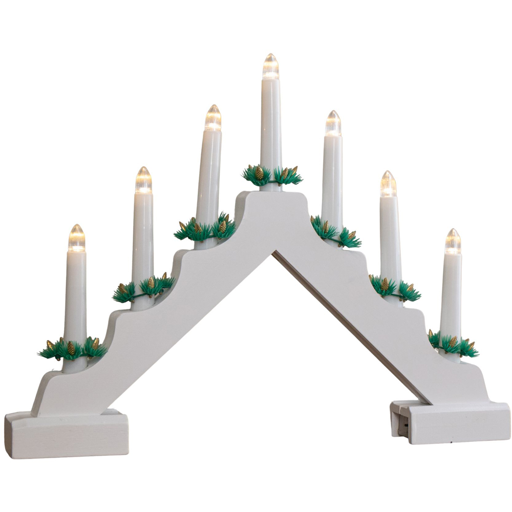 Samuel Alexander 7 Warm White LED Light Up White Christmas Candle Bridge Image 2