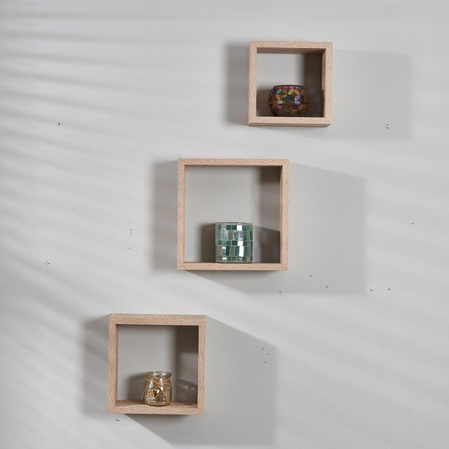Oak Wall Mounted Cubes 3 Pack Image 4