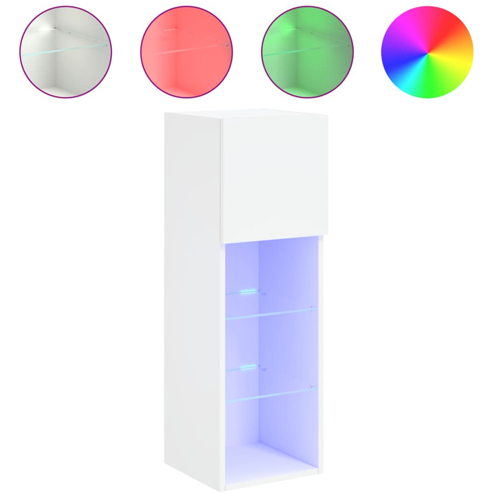 vidaXL Single Door 3 Shelf White TV Cabinet with LED Lights Image 3