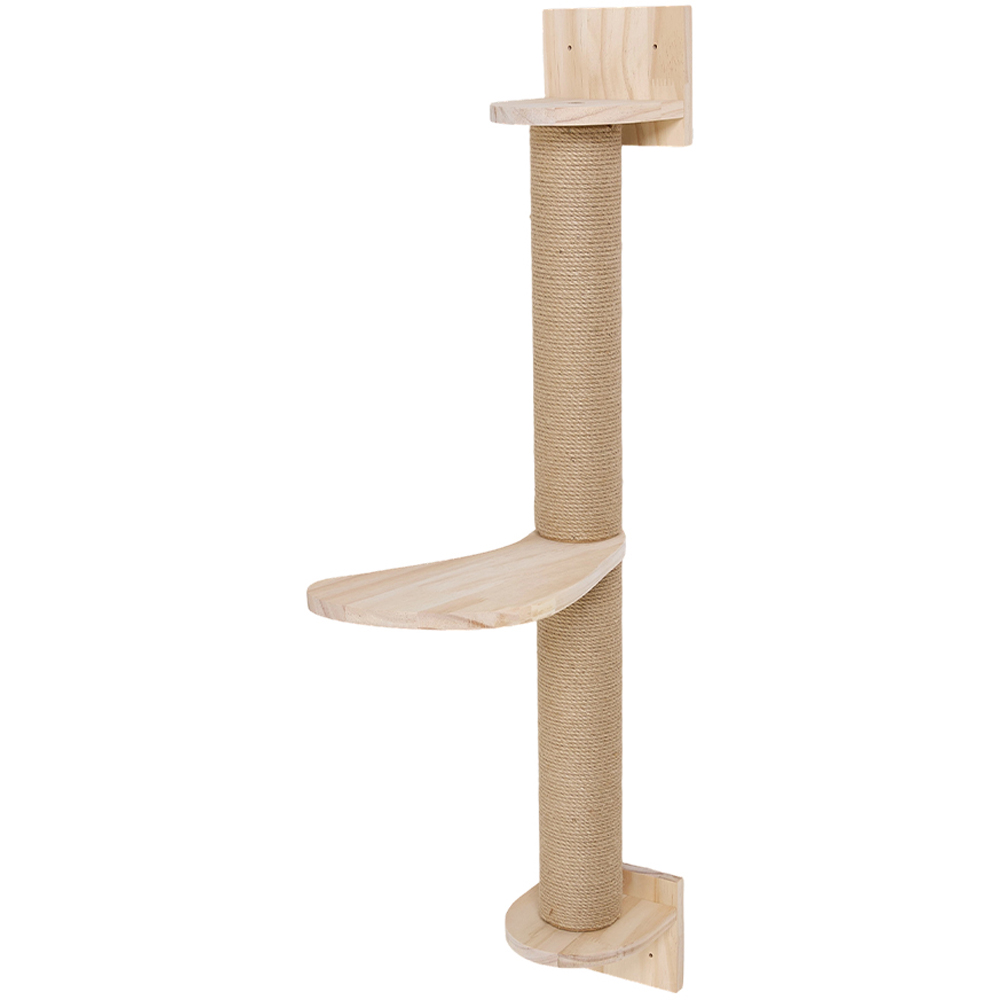 H&O Direct Solid Wood Wall Mounted Cat Scratching Post Image 2