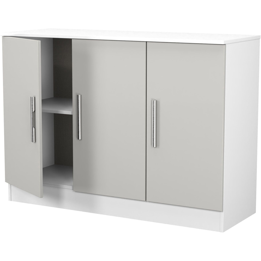 Crowndale Contrast 3 Door Grey Matt and White Sideboard Ready Assembled Image 5