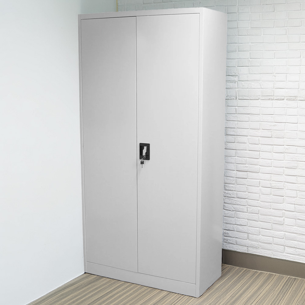 MonsterShop 2 Door 4 Shelf Light Grey Filing Cabinet Image 1