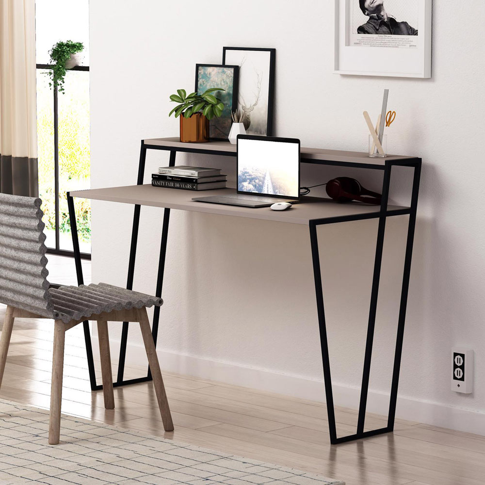 FWStyle Pal 2 Tier Mocha Grey Study Desk Image 3