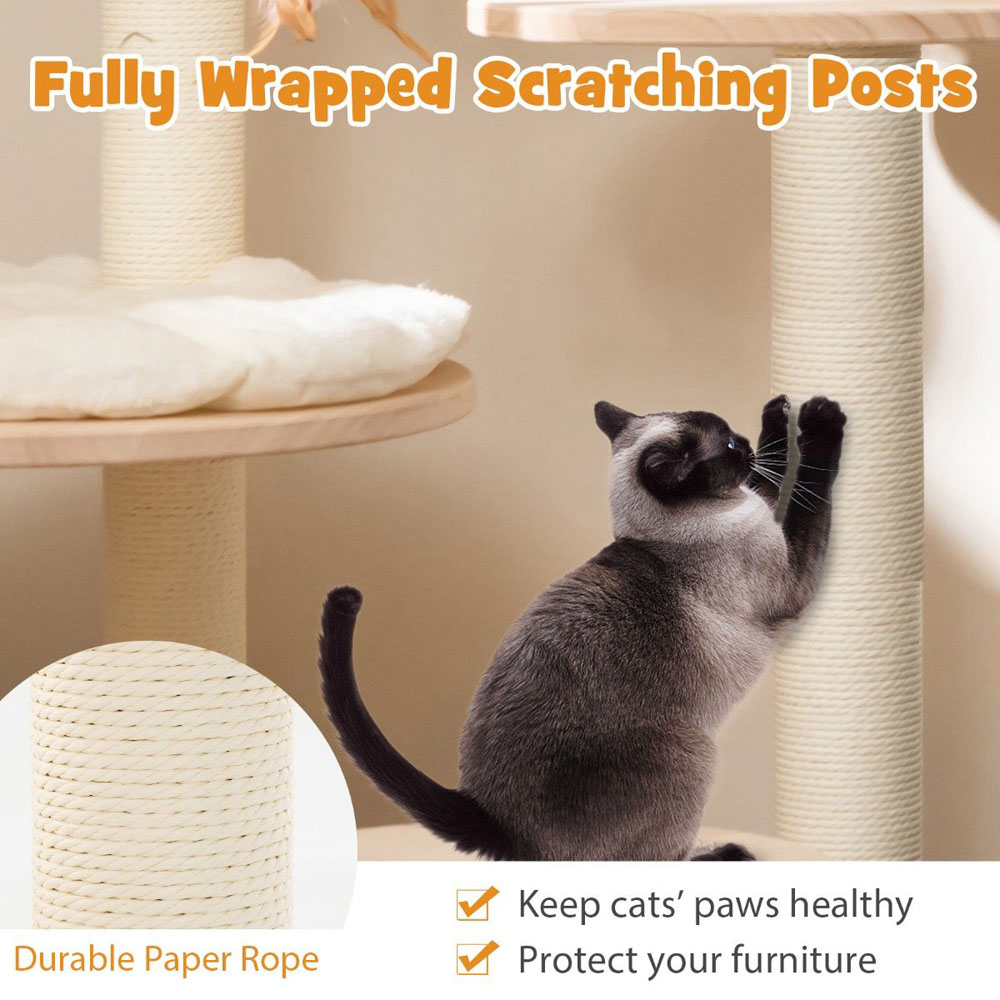 Costway 145cm 4 in 1 Sisal Rope Cat Tree Scratcher Image 5