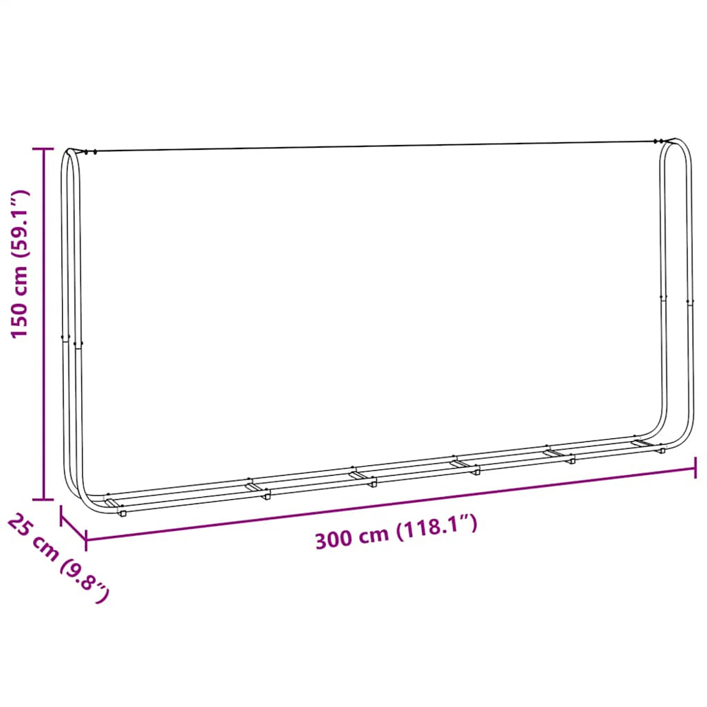 vidaXL Galvanised Steel Wire Silver Firewood Rack 300 x 25 x 150cm Image 6