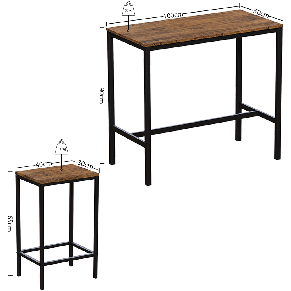 Vida Designs Roslyn 2 Seater Metal Frame Breakfast Table Set Dark Wood Image 9