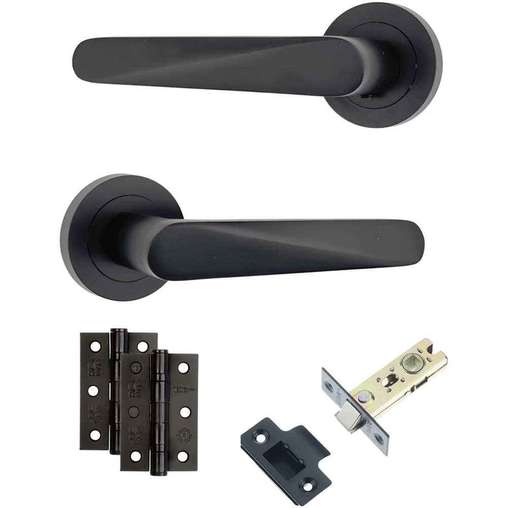 AXS Hardware Detroit Black Latch Door Handles on Rose 2 Pack Image 1