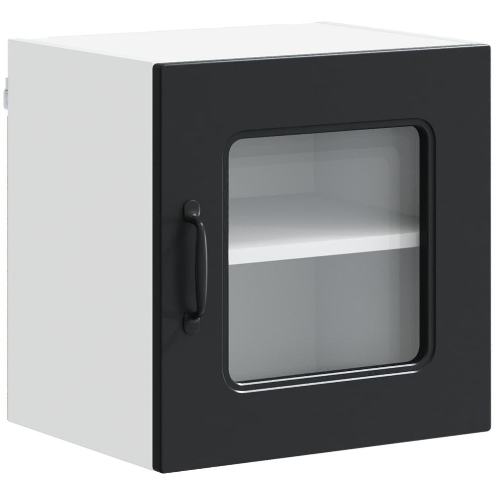 vidaXL Kalmar Single Glass Door Black Wall Mounted Kitchen Cabinet Set of 2 Image 5
