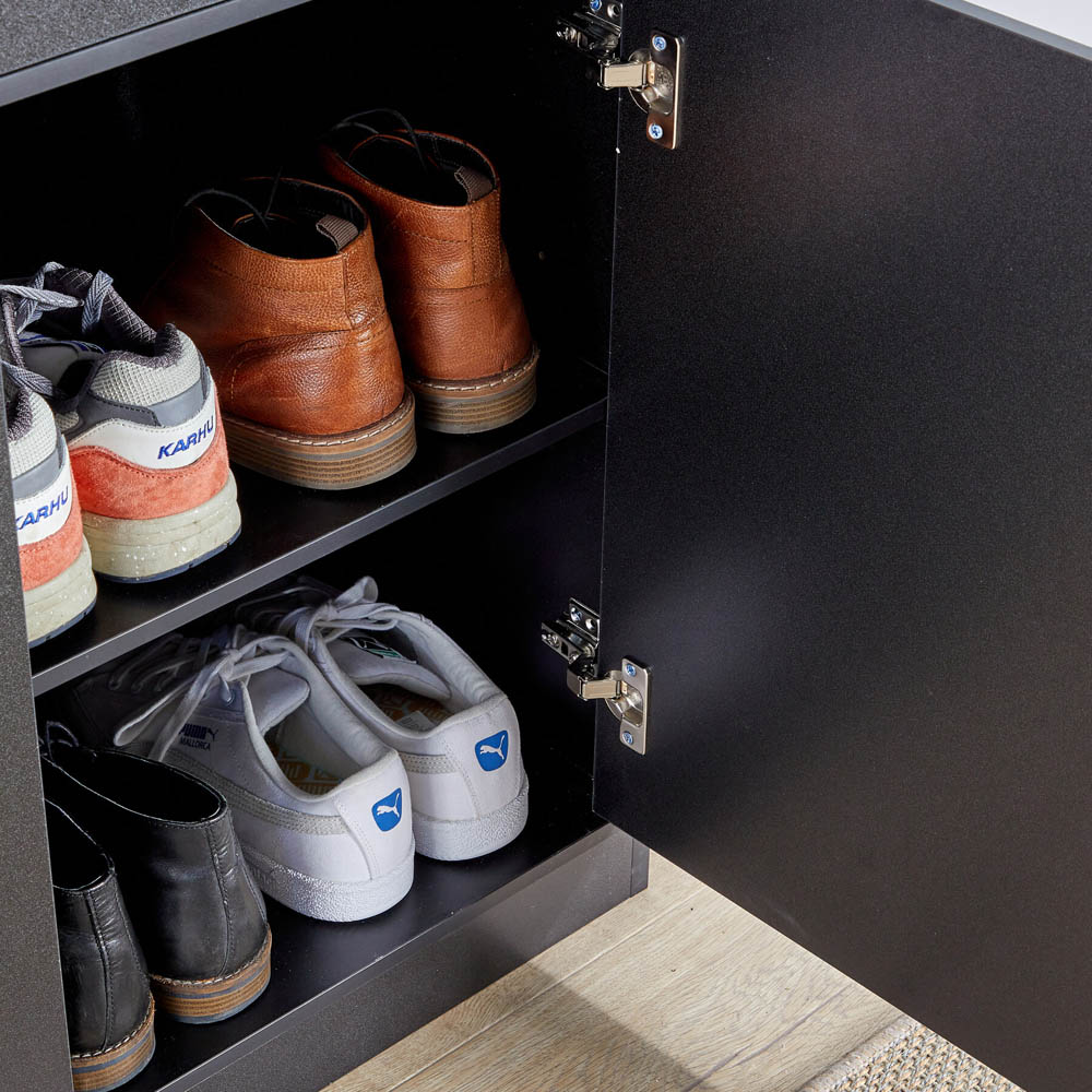 Home Source Novora 2 Door Black Shoe Cabinet Image 3