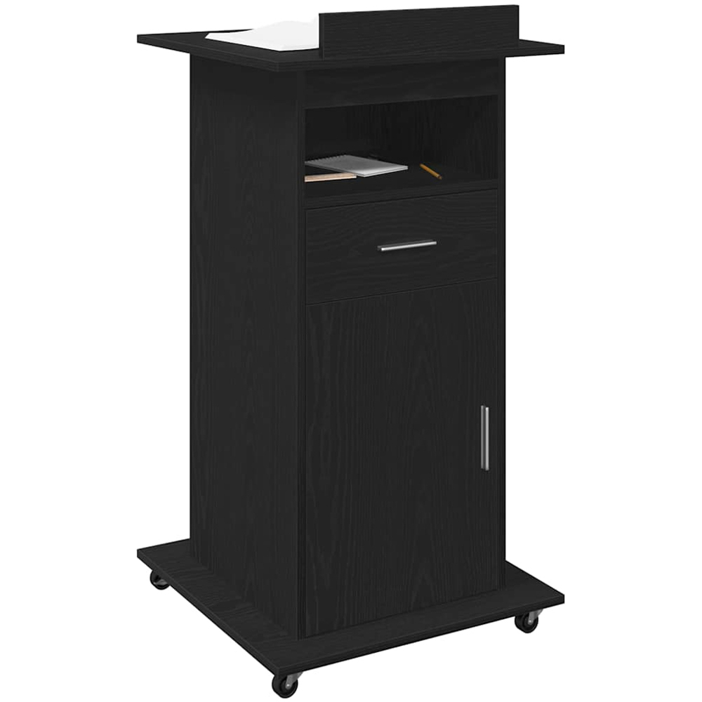 vidaXL Single Door Single Drawer Single Shelf Black Office Podium Image 3