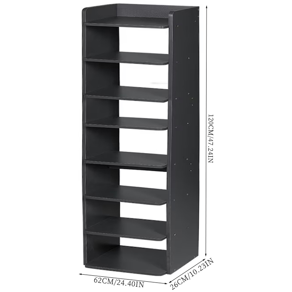 Living and Home 8 Shelf Black Shoe Rack with Raised Guardrail Image 8