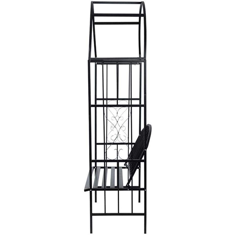 Eurotrade 3.7 x 6.9ft Metal Black Garden Arbour with Bench Image 3