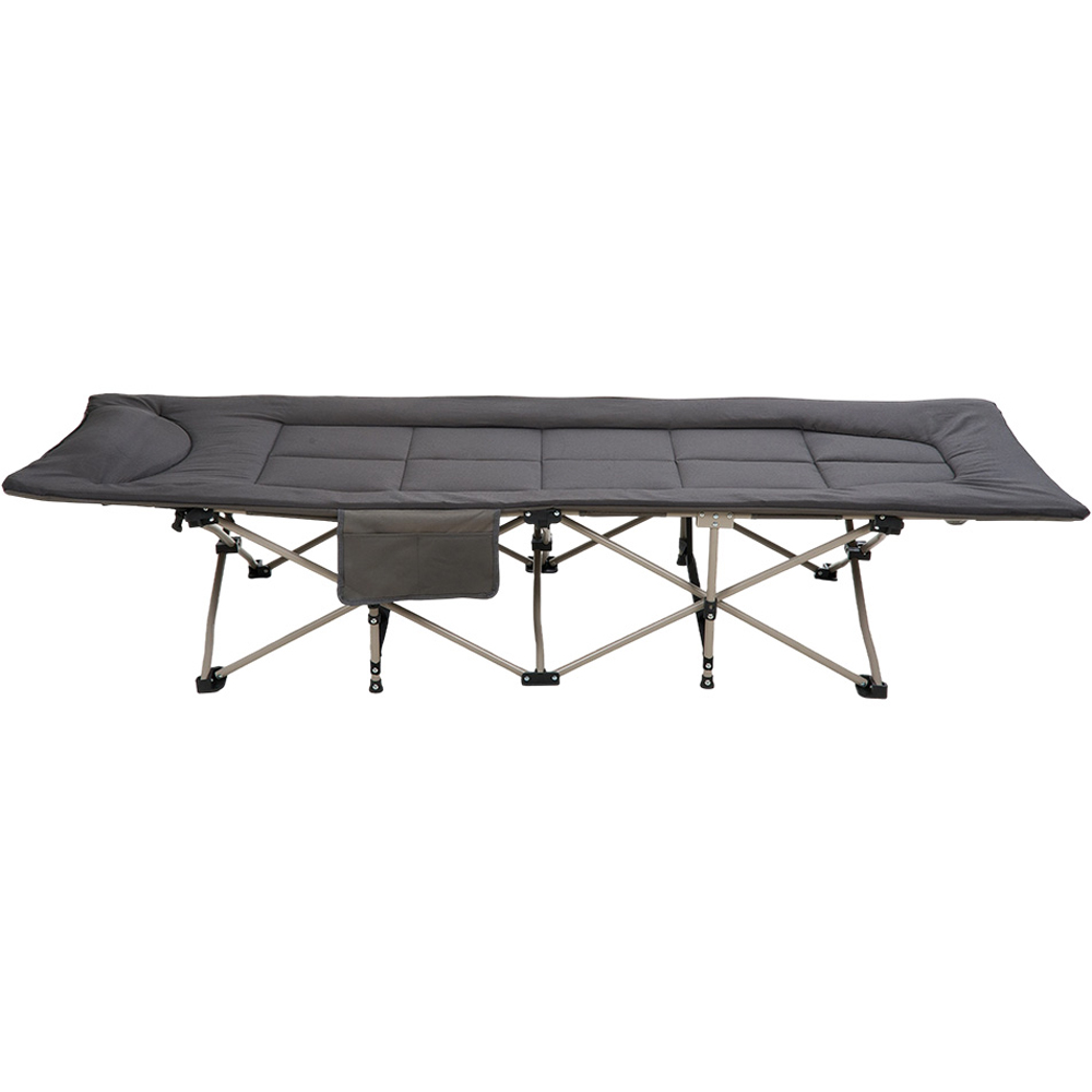 Living and Home Black Portable Folding Camping Cot with Headrest Image 3