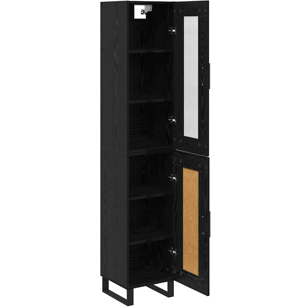vidaXL 2 Door Black Tall Slim Highboard Image 4
