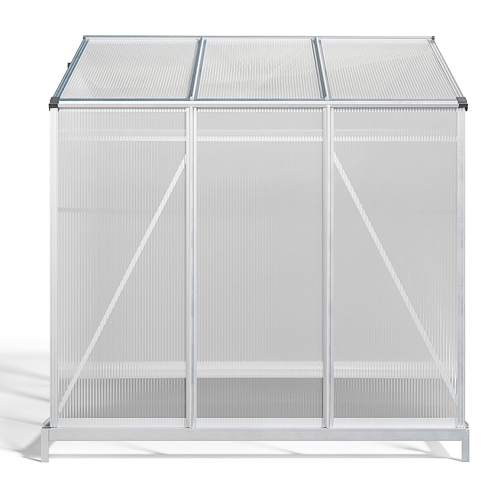 Living and Home 6 x 6ft Aluminium Polycarbonate Sliding Door Greenhouse with Base Image 3