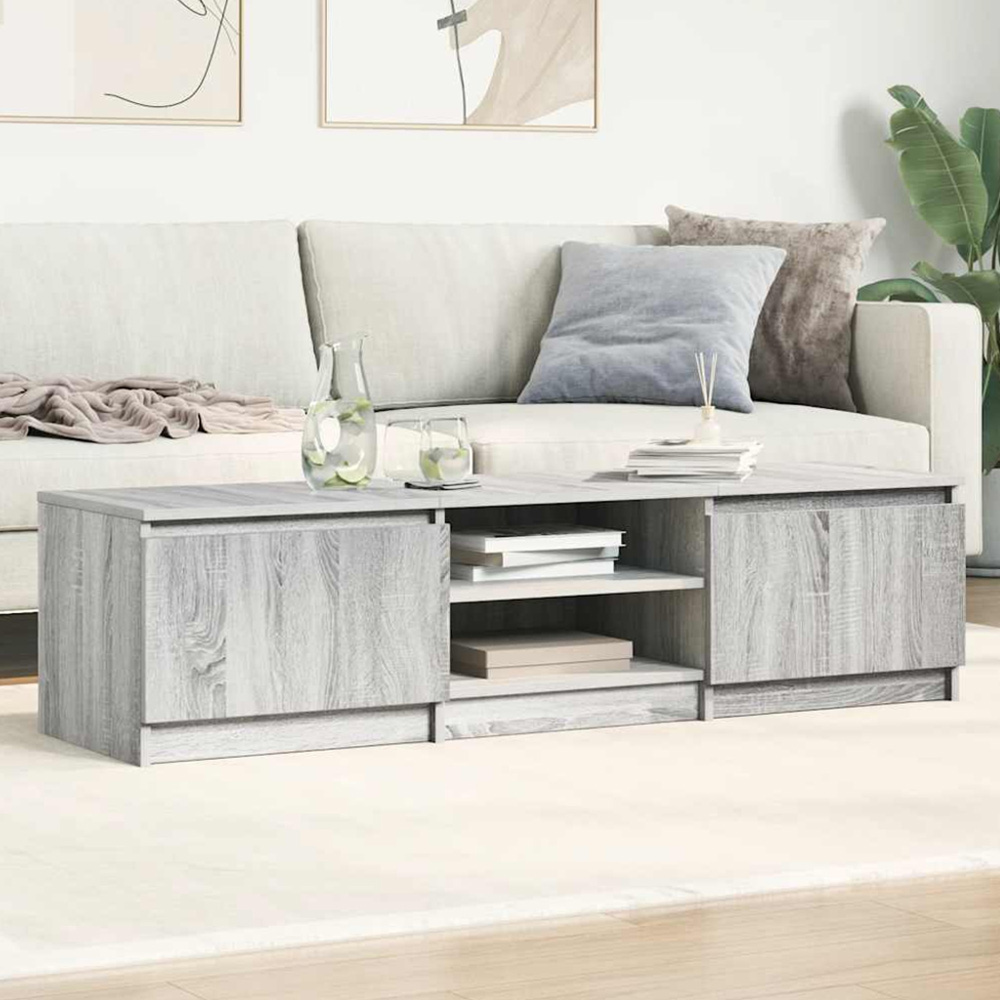 vidaXL 2 Door 2 Shelf Grey Sonoma TV Cabinet Image 1