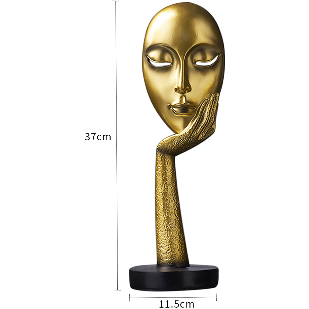 Living and Home Abstract Gold Resin Woman Face Statue 37cm Image 3