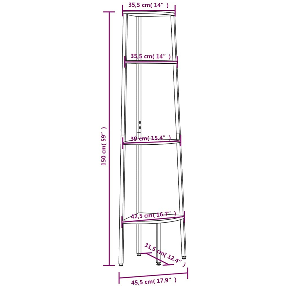 vidaXL 4 Shelf Dark Brown and Black Corner Bookcase Image 8