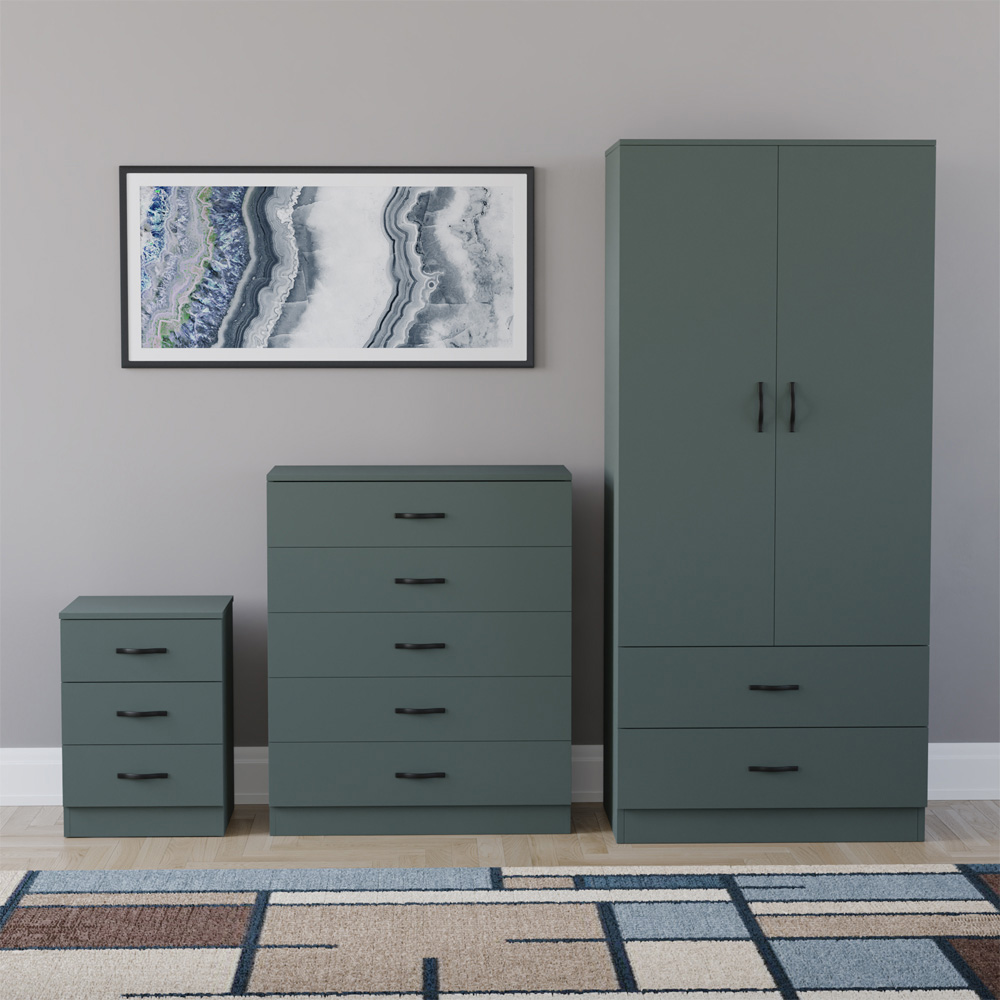 VIDA DESIGNS Riano Green 3 Piece Bedroom Furniture Set Image 2