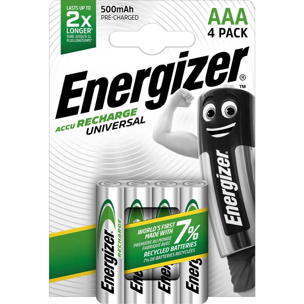 Energizer Accu Recharge AAA 4 Pack Universal Rechargeable Batteries Image 1