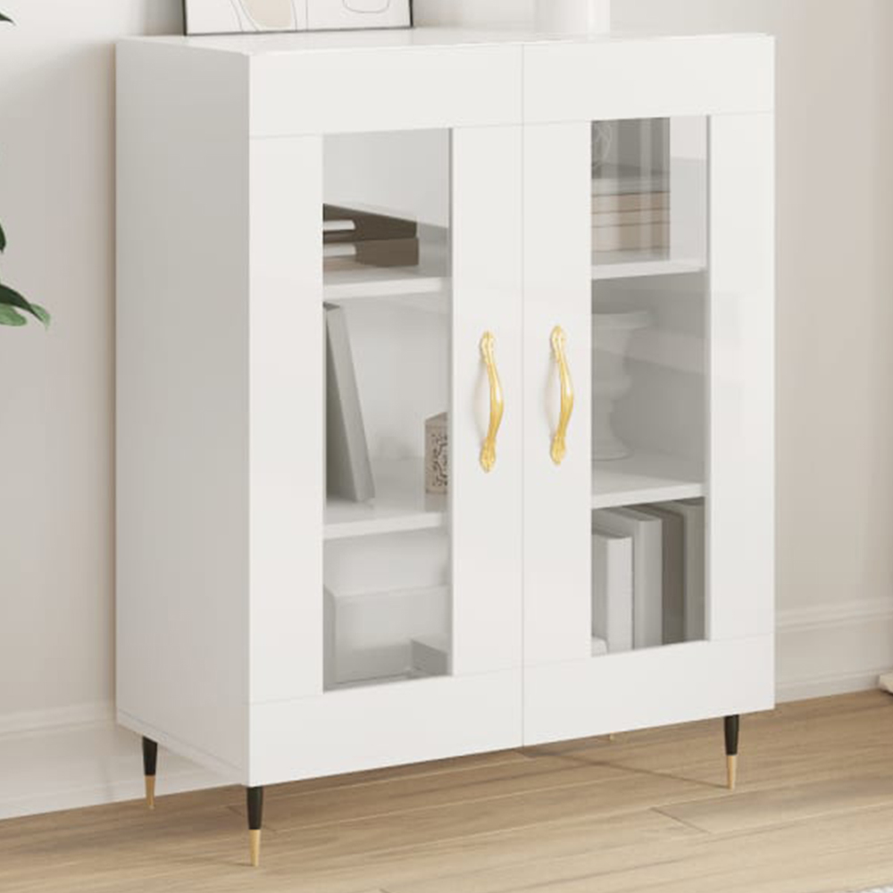 vidaXL 2 Door High Gloss White Sideboard Image 1