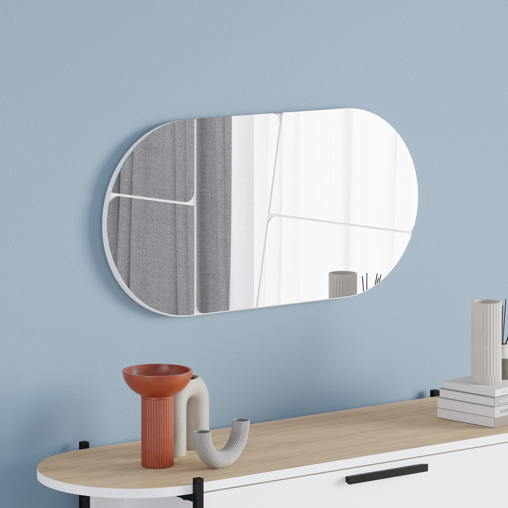 Decortie Otis Abstract Line Design White Mirror 80 x 40cm Image 4