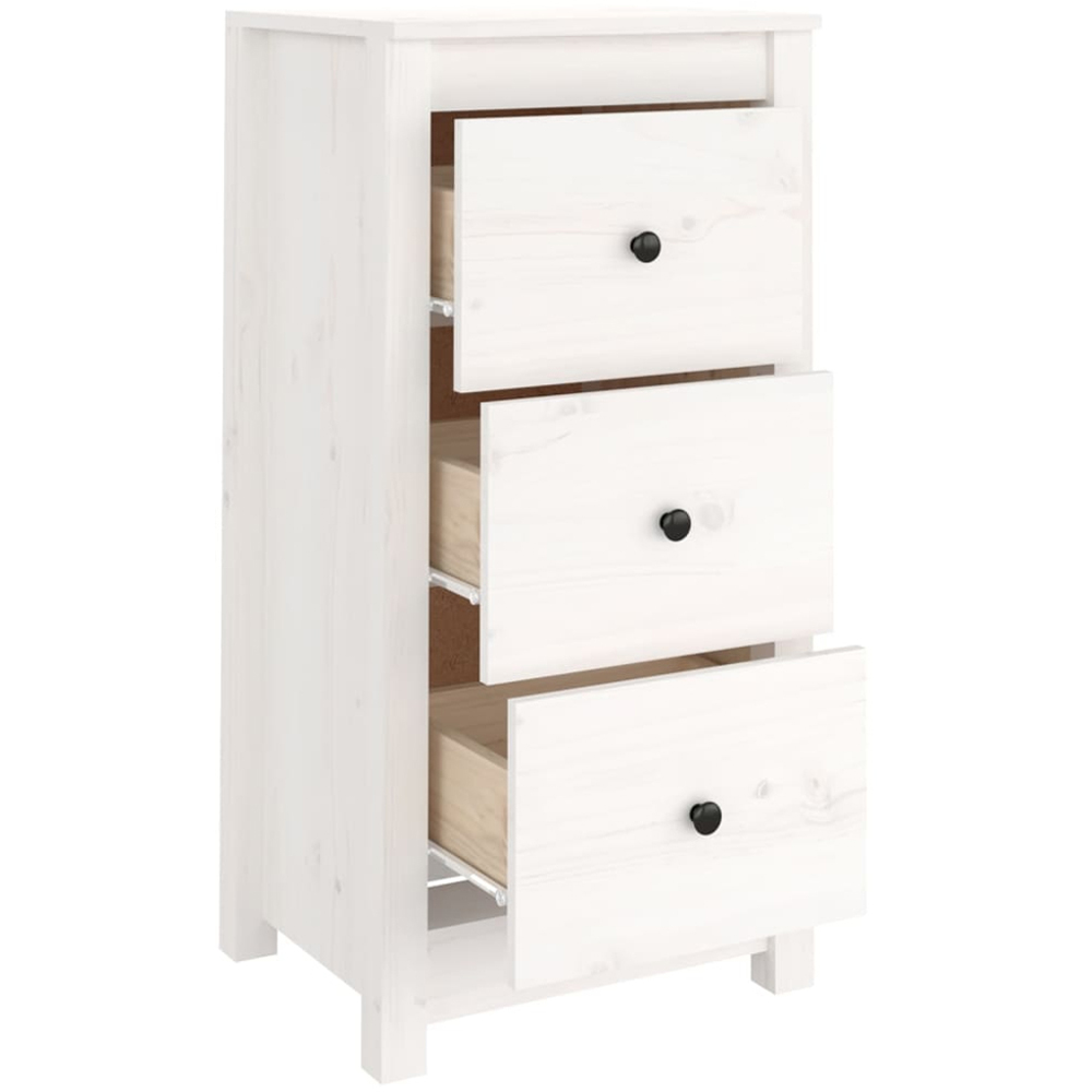 vidaXL 3 Drawer White Solid Pine Wood Sideboard Image 6