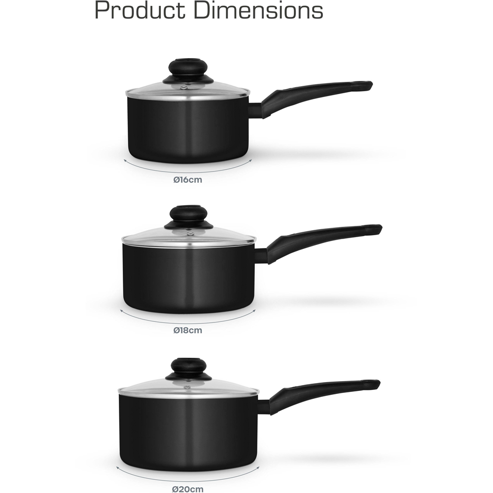 Swan Townhouse 3 Piece Black Saucepan Set Image 9