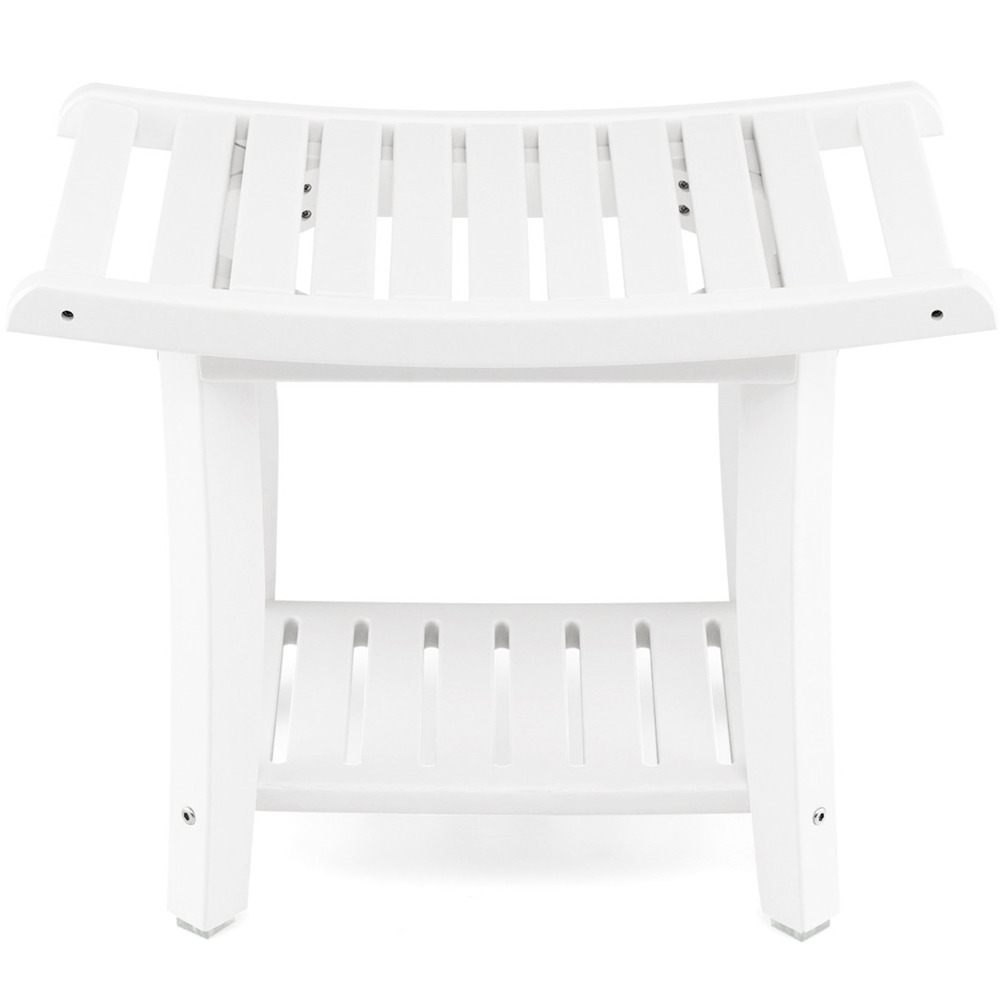 Costway Single Shelf White HDPE Waterproof Shower Bench Image 1