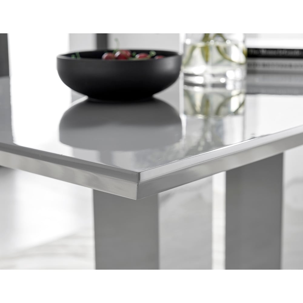 Furniturebox Molini Valera 4 Seater Dining Set Grey Gloss Cappuccino and Chrome Image 3