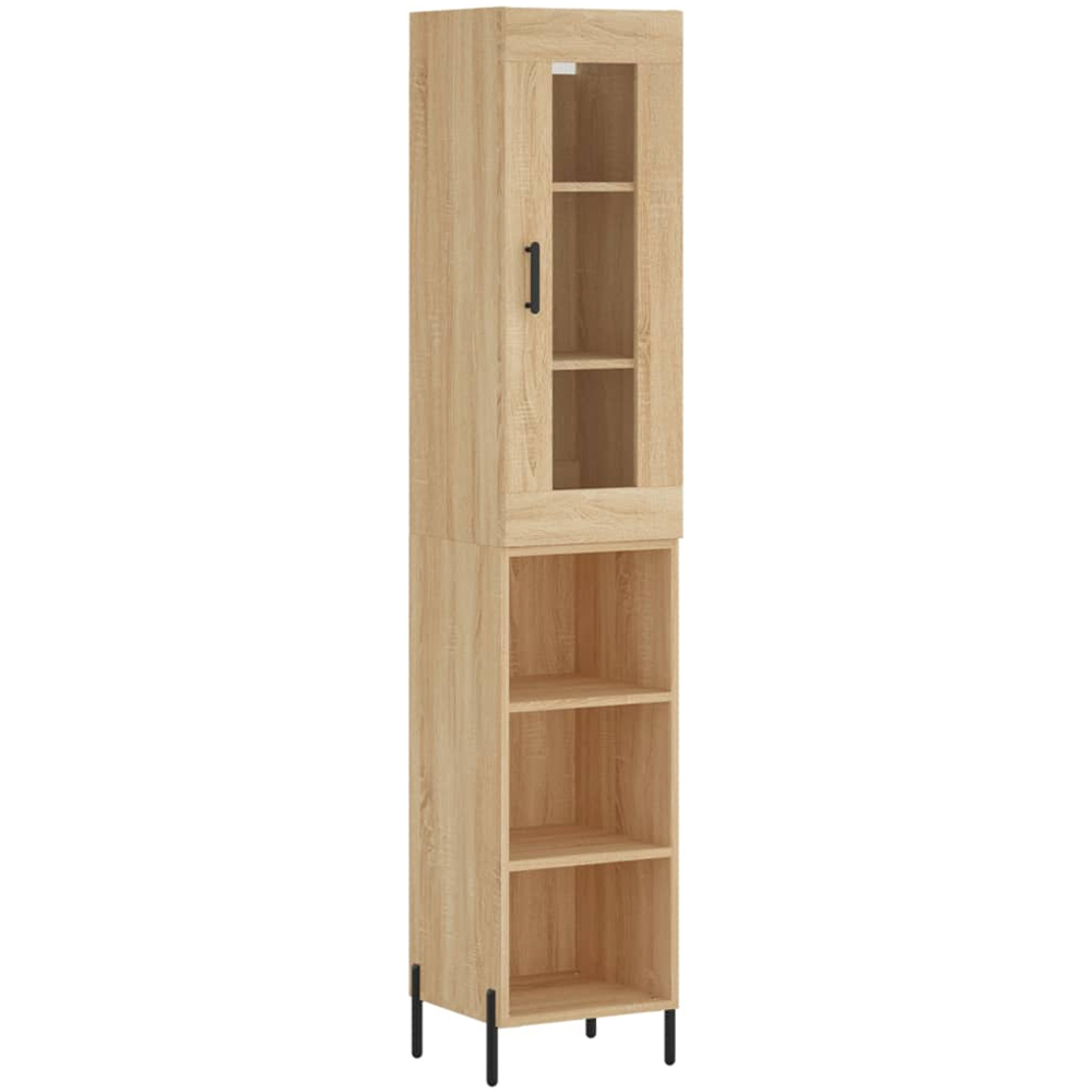 vidaXL Single Glass Door 3 Shelf Sonoma Oak Highboard Image 2