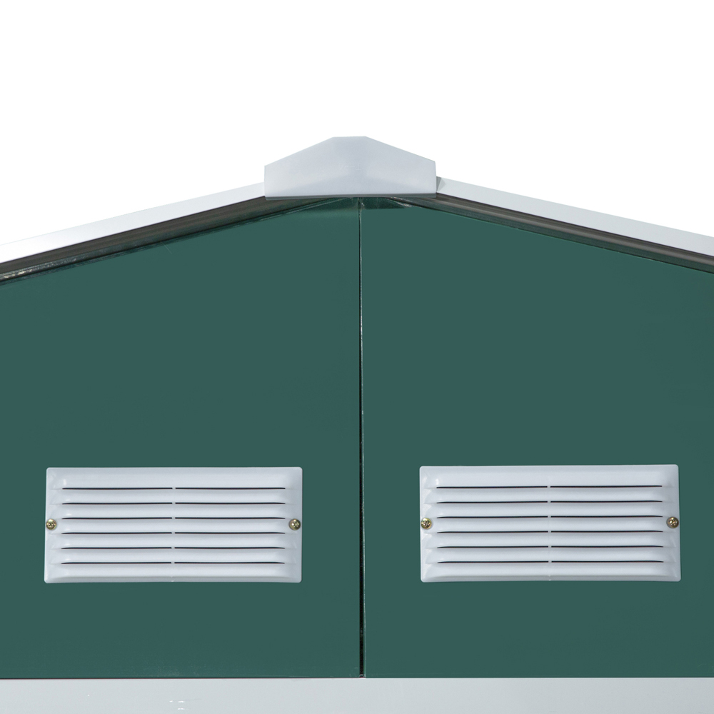 Outsunny 12.5 x 11.1ft Double Sliding Door Metal Storage Shed with Floor Foundation Image 3