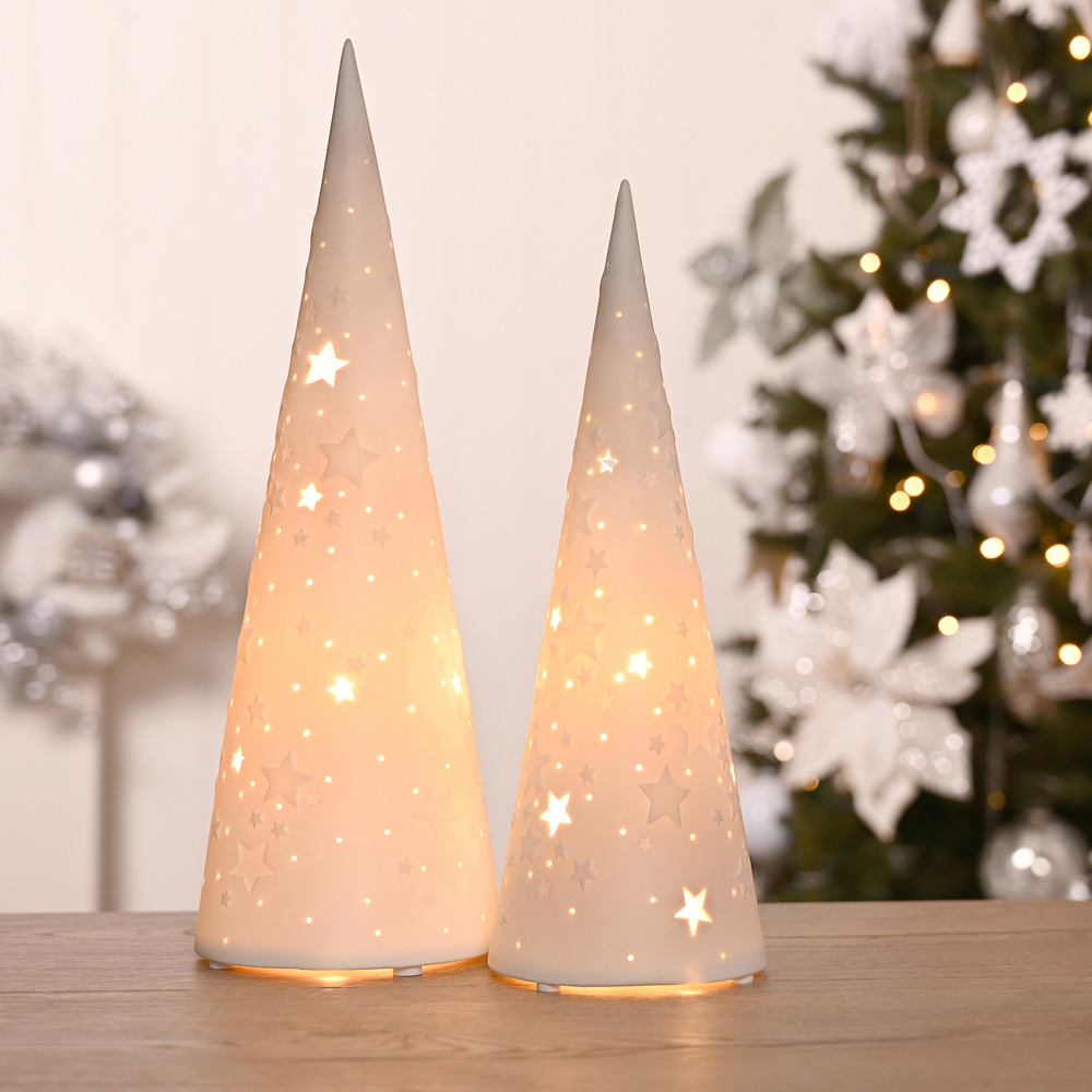 The Seasonal Gift Co. White Porcelain Christmas Tree Lamp Image 2