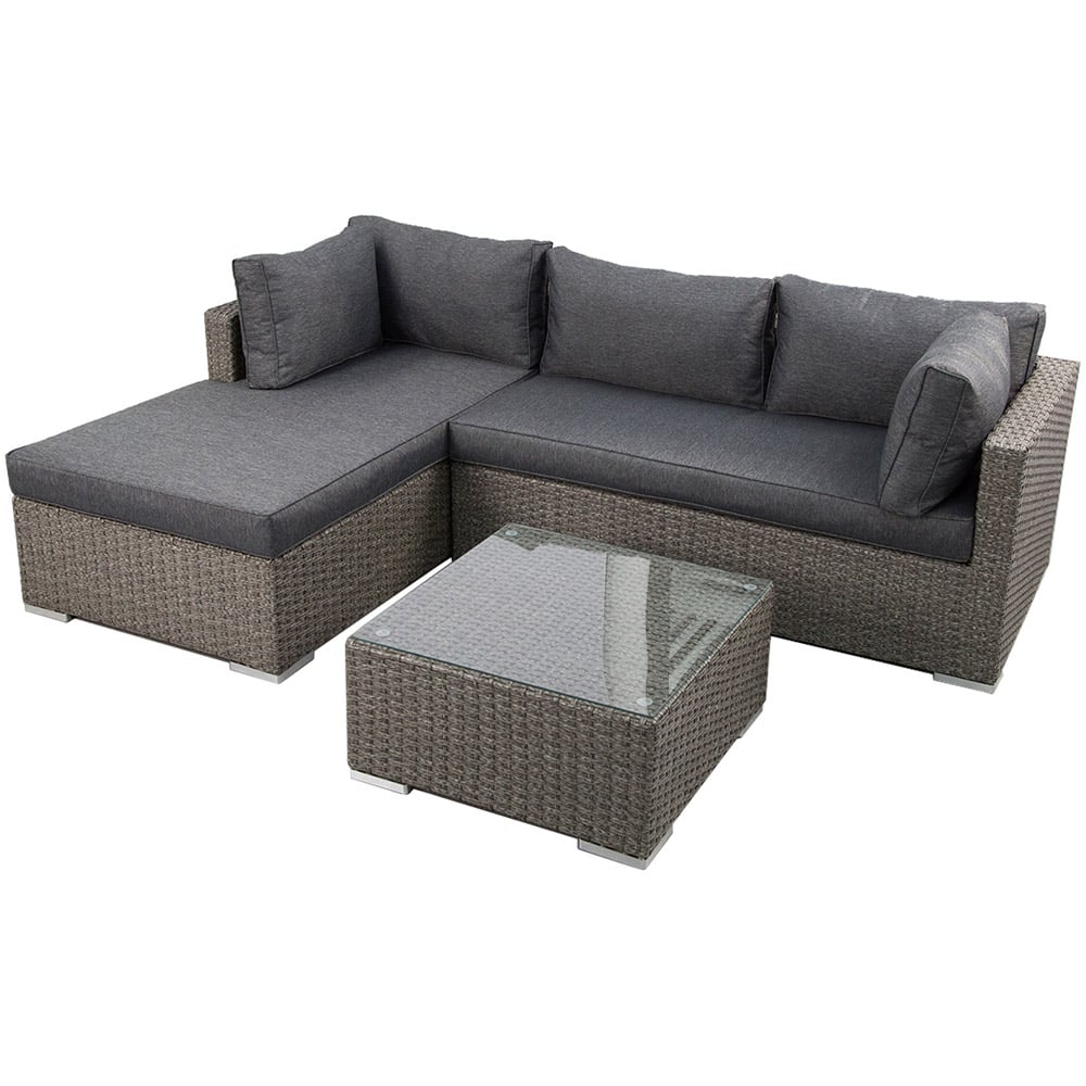 Furniture One 3 Seater Grey Rattan L Shape Corner Sofa Set Image 2