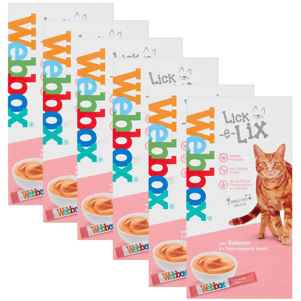 box Cats Delight Lick e Lix Salmon Cat Treats 5 x 15g Case of 6 Wilko