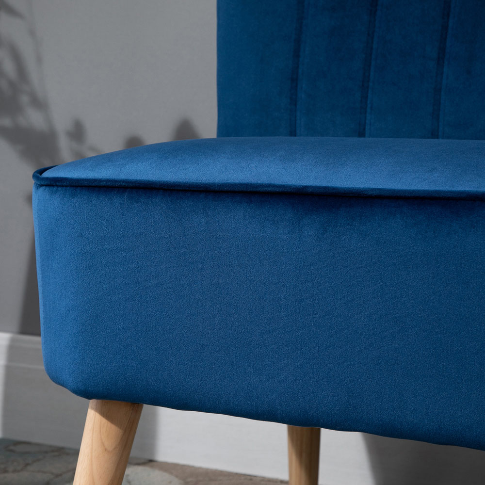 Portland 2 Seater Dark Blue Velvet Feel Foam Padded High Back Sofa | Wilko