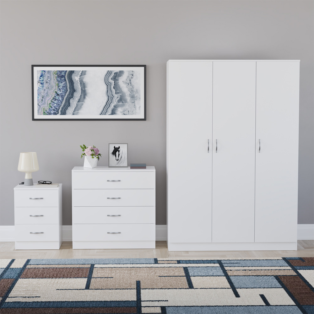 VIDA DESIGNS Riano White 3 Piece Bedroom Furniture Set Image 2