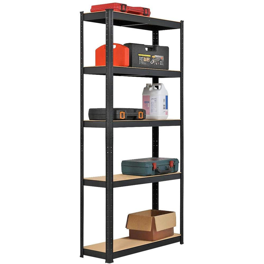 AMOS 5 Tier Black Powder Coated Steel Shelving Unit Image 1