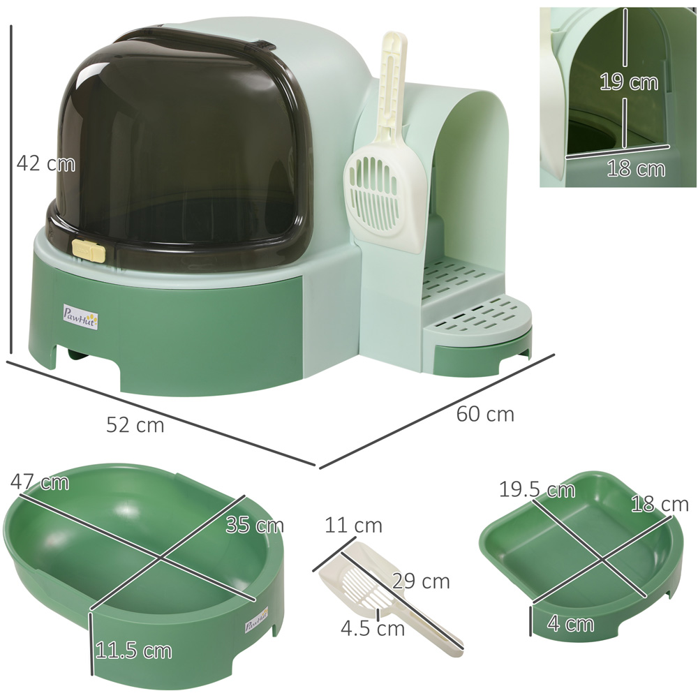 PawHut Green 2 in 1 Cat Litter Box 42 x 52 x 60cm Image 7