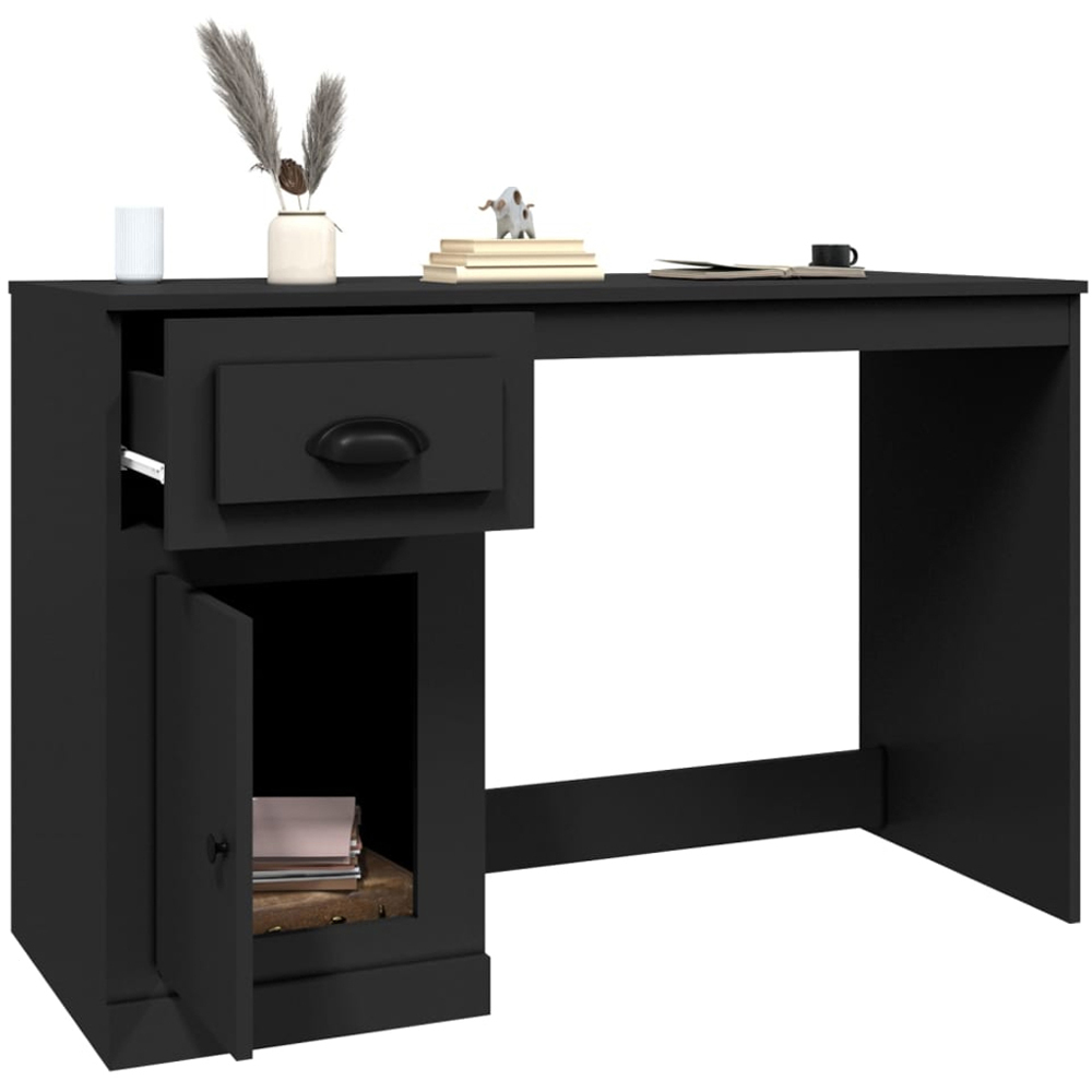 vidaXL Single Door Single Drawer Computer Desk Black Image 4