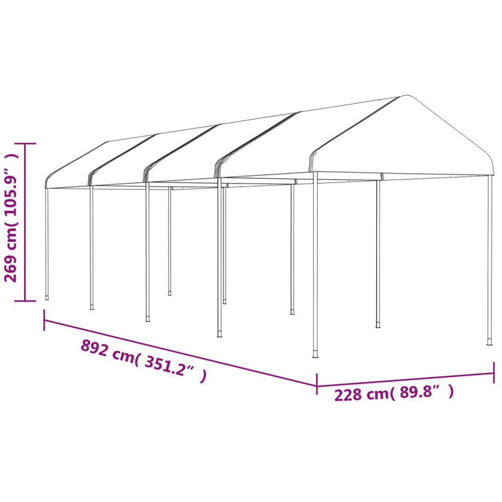 vidaXL 2.69 x 8.92m White Gazebo with Roof Image 5
