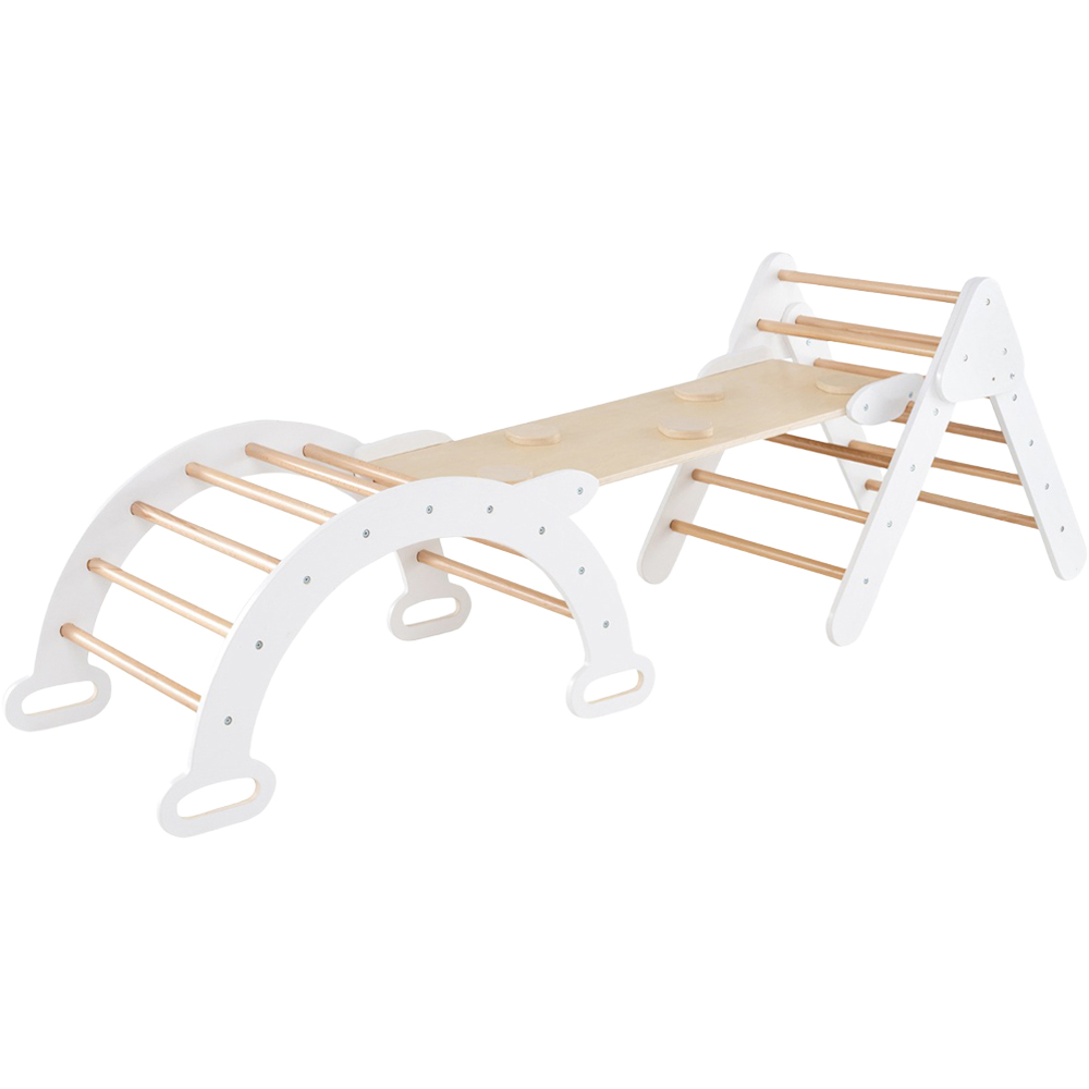 Costway 5-in-1 Kids White Triangle Climbing Toy with Arch Ramp Image 1