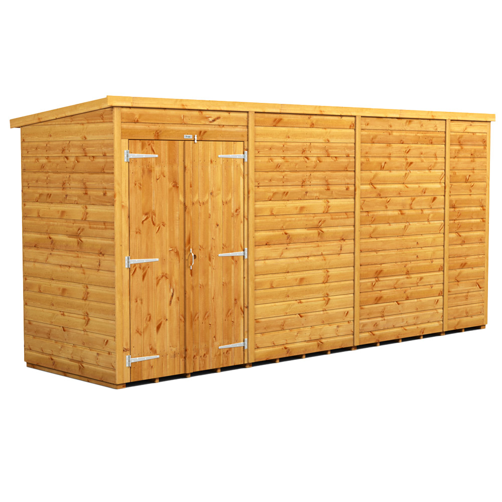 Power Sheds 14 x 4ft Double Door Pent Wooden Shed Image 1