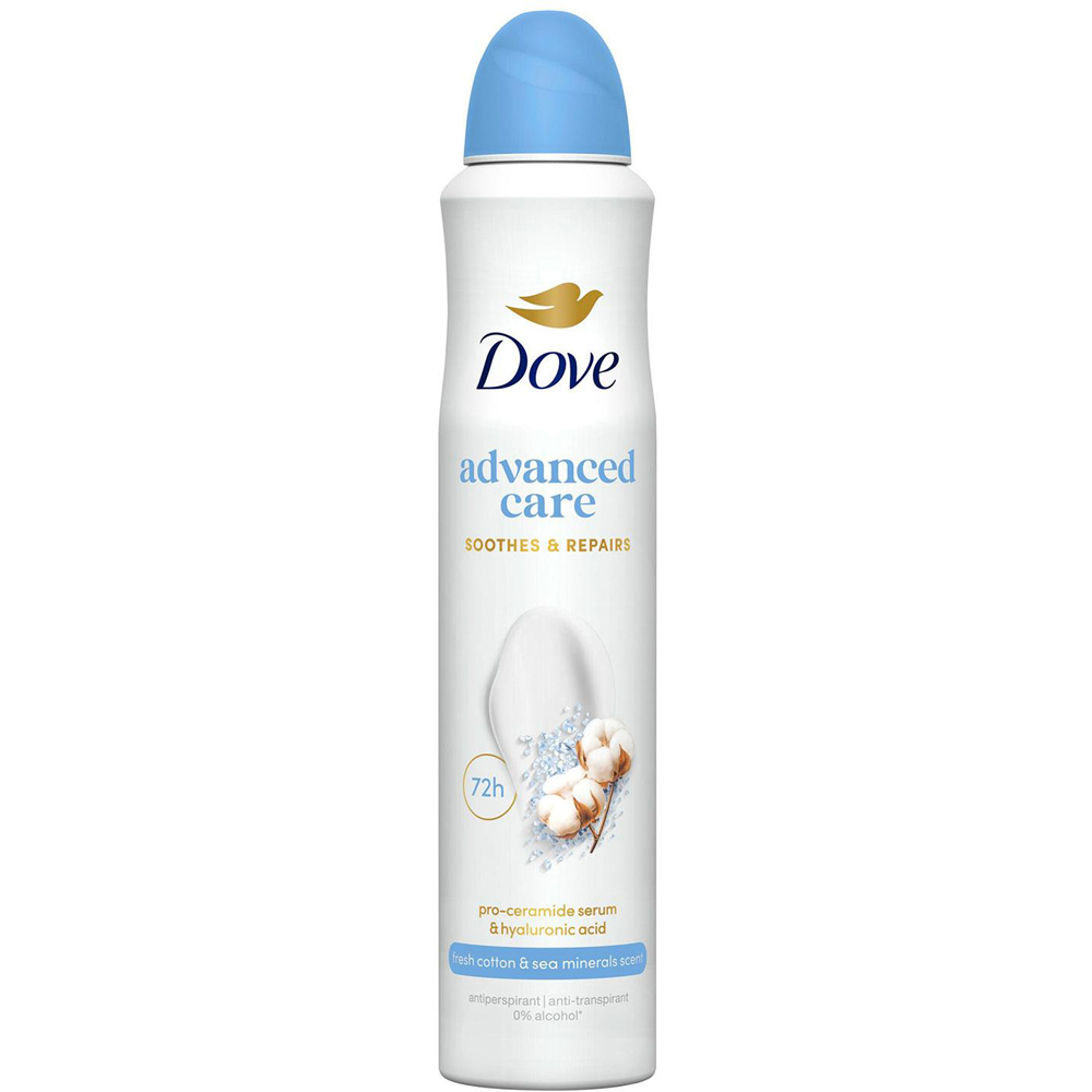 Dove Advanced Care Fresh Cotton and Sea Minerals Antiperspirant Aerosol 200ml 6 Pack Image 2